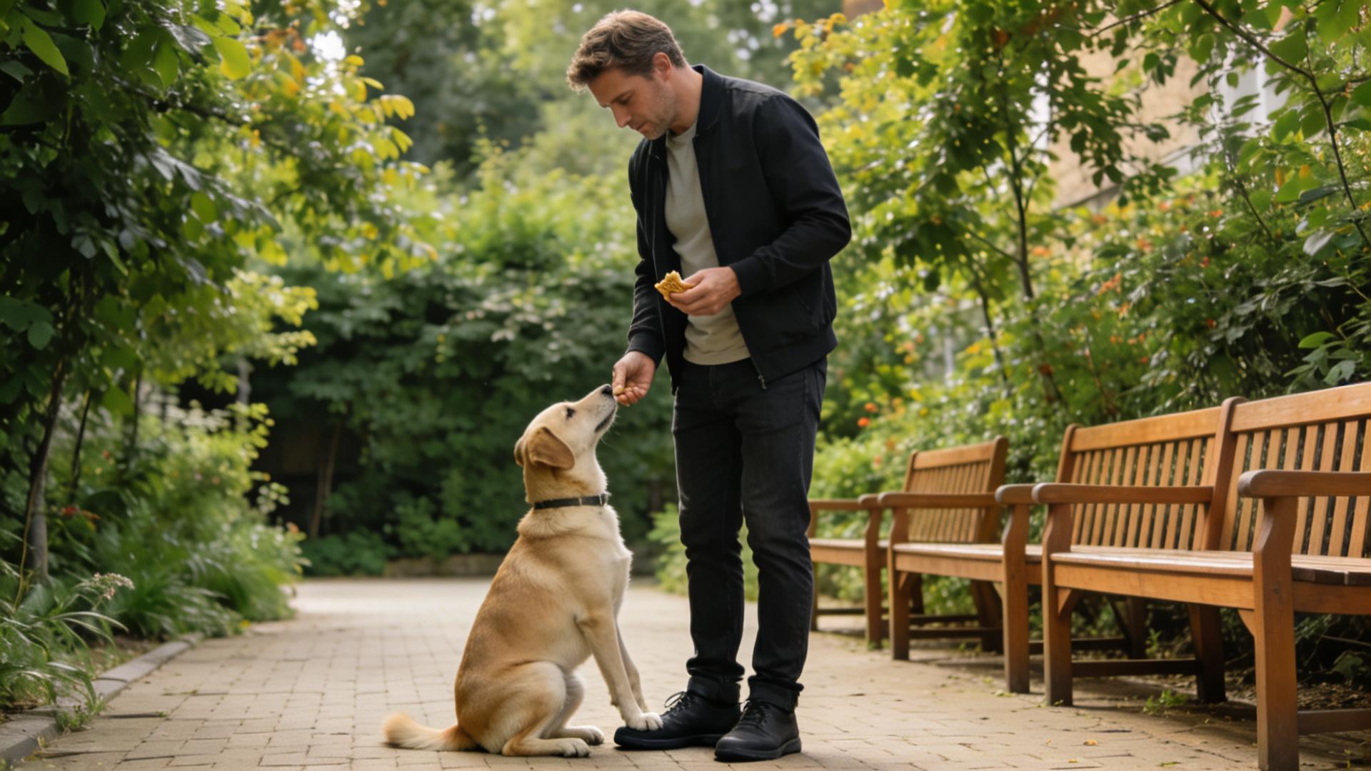 Automatic Sit: Train your dog to automatically sit when its owner stops.