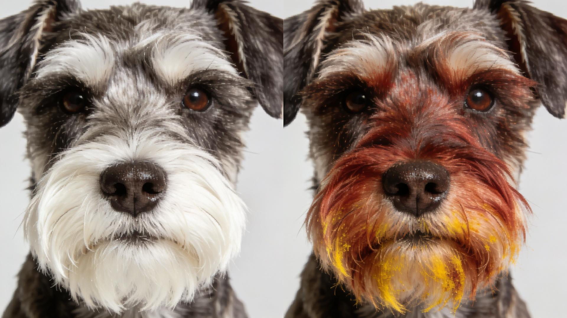 Beard and facial grooming: Preventing Schnauzers and other breeds from developing "yellow beards".