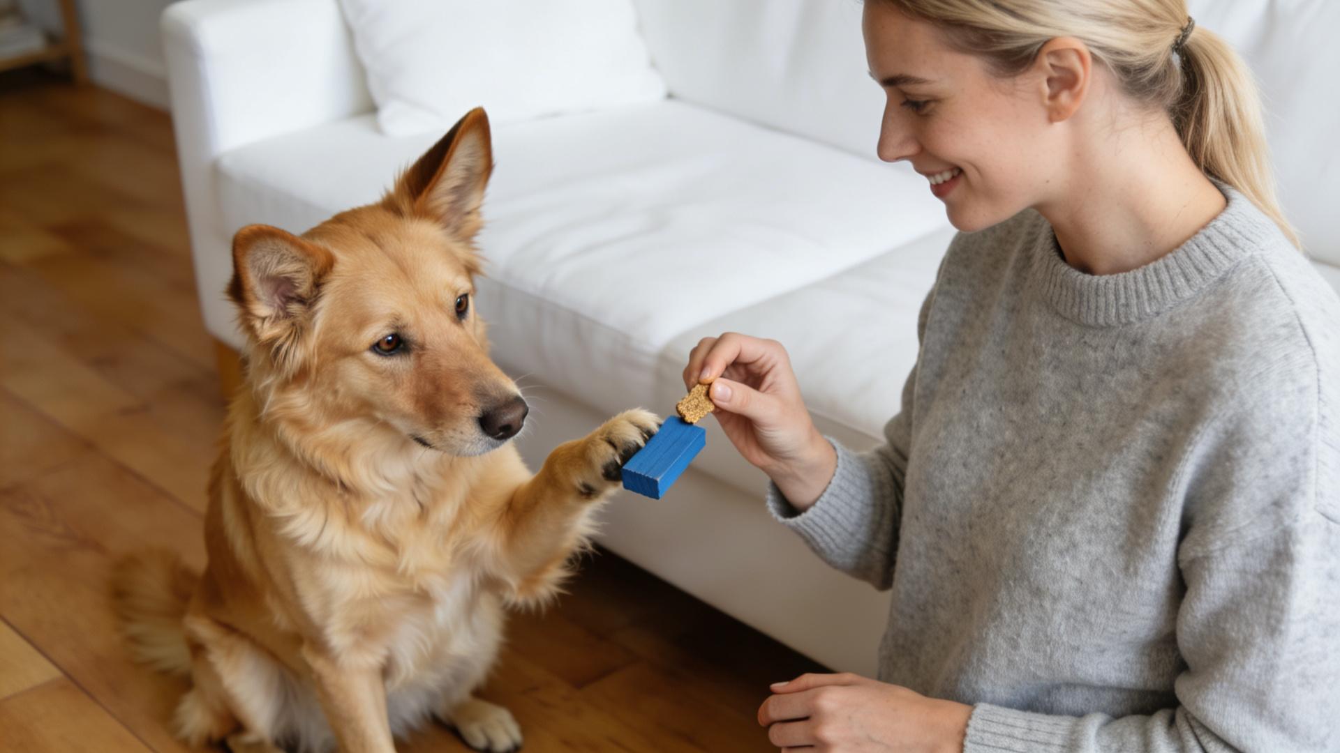 Dog logic development: Teach it to distinguish between red, yellow, and blue colors