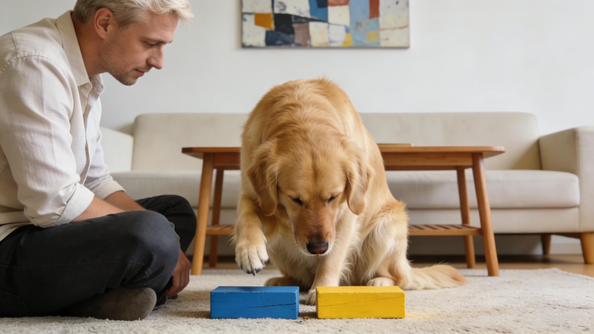 Dog logic development: Teach it to distinguish between red, yellow, and blue colors