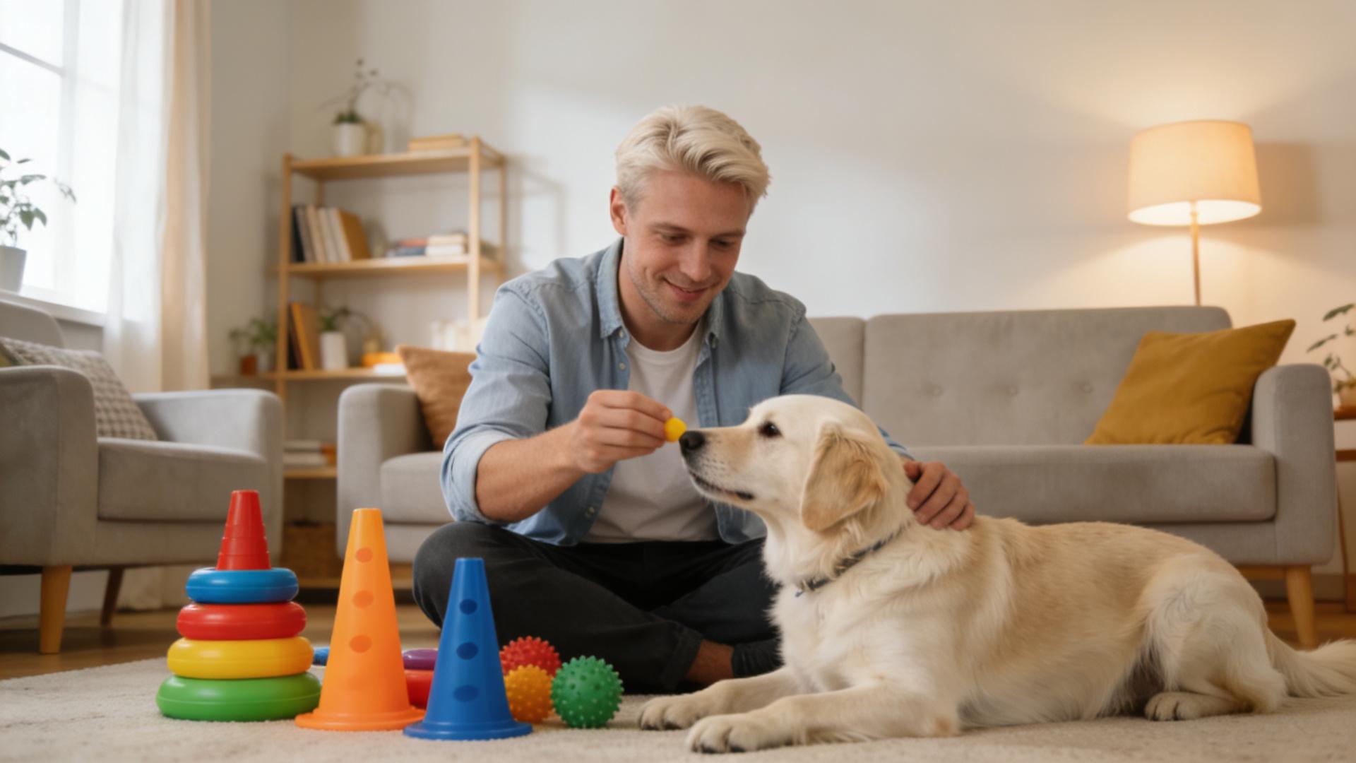 Dog logic development: Teach it to distinguish between red, yellow, and blue colors