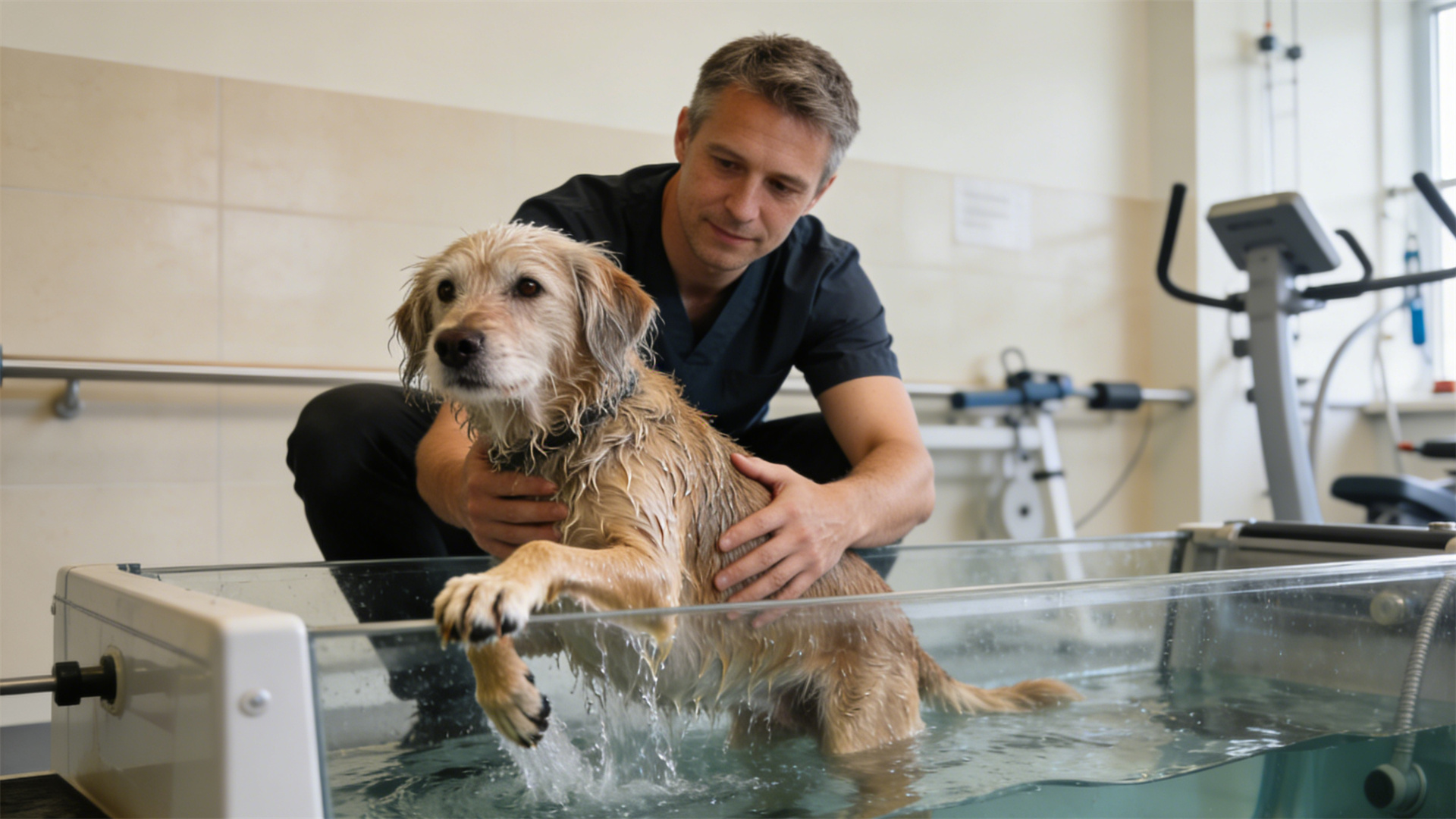 Gentle exercise: Indoor water treadmill rehabilitation program suitable for senior dogs