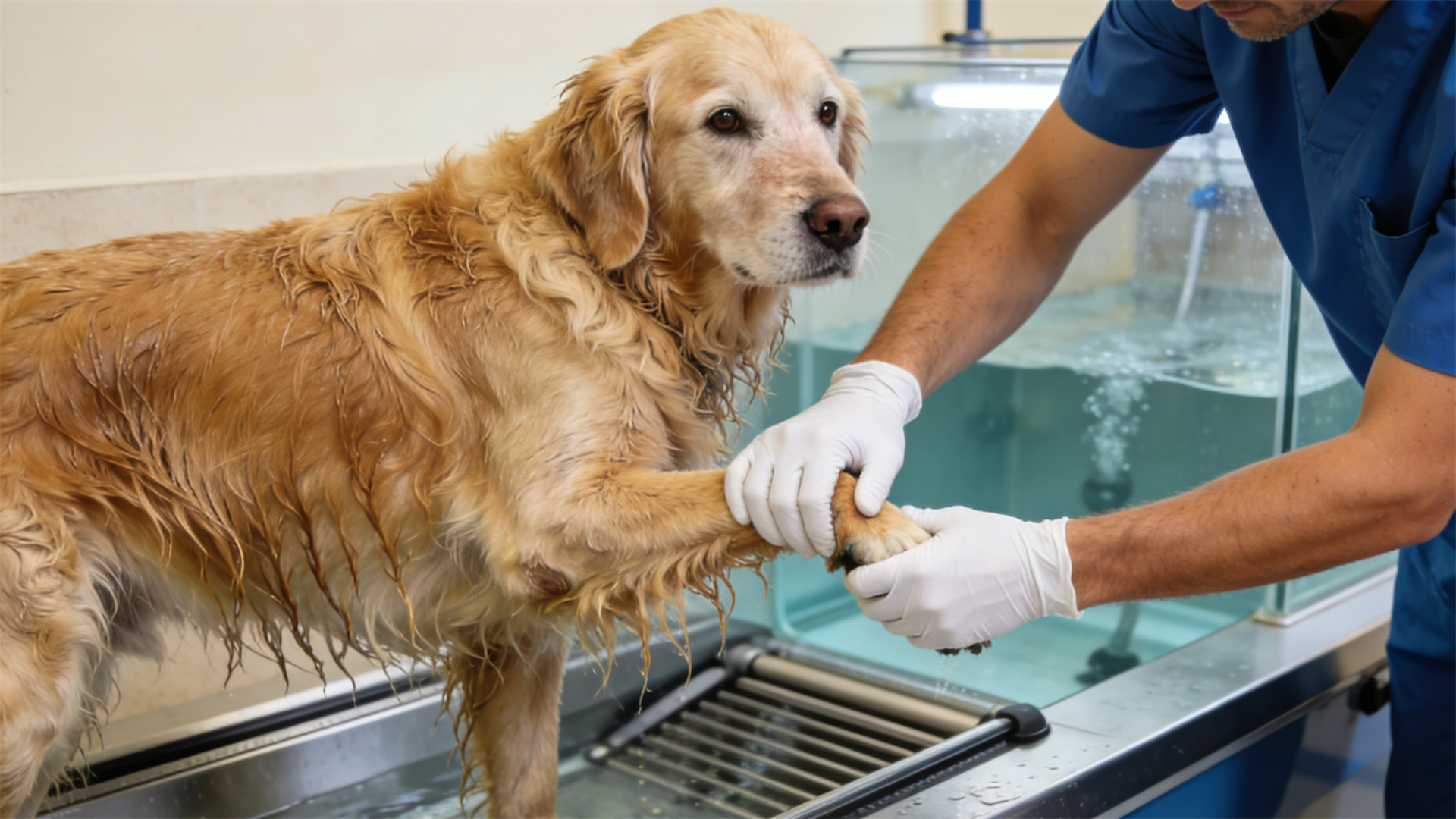 Gentle exercise: Indoor water treadmill rehabilitation program suitable for senior dogs