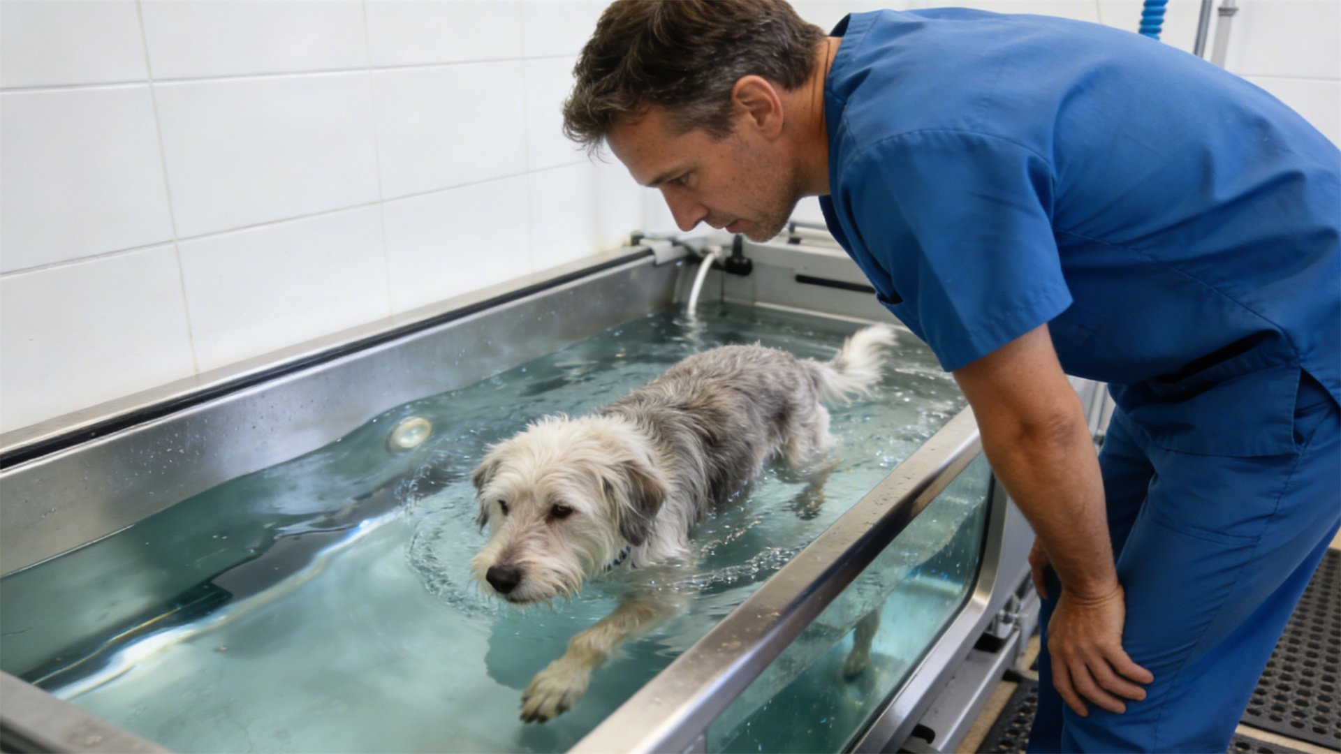 Gentle exercise: Indoor water treadmill rehabilitation program suitable for senior dogs