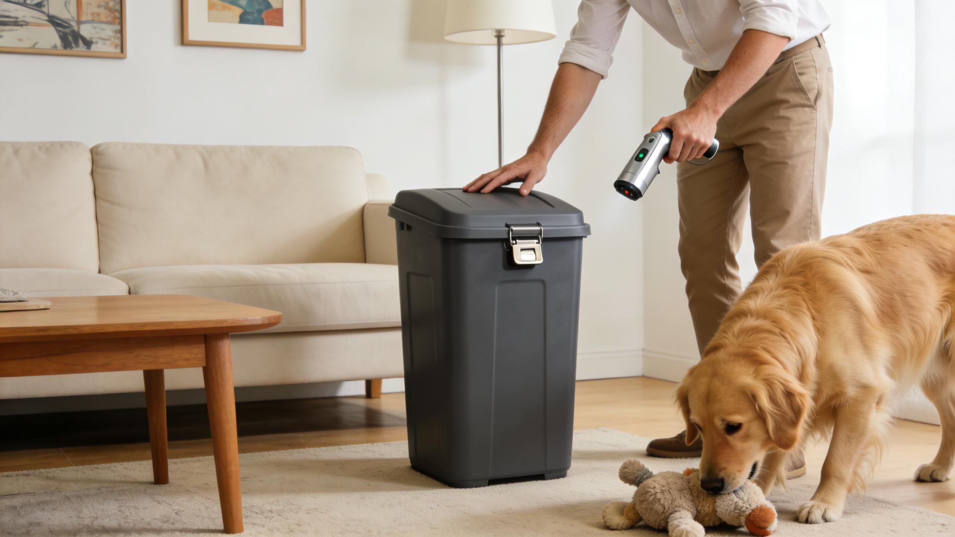 Habitual rummagerer in trash cans: How to correct this behavior through environmental setup and aversion therapy