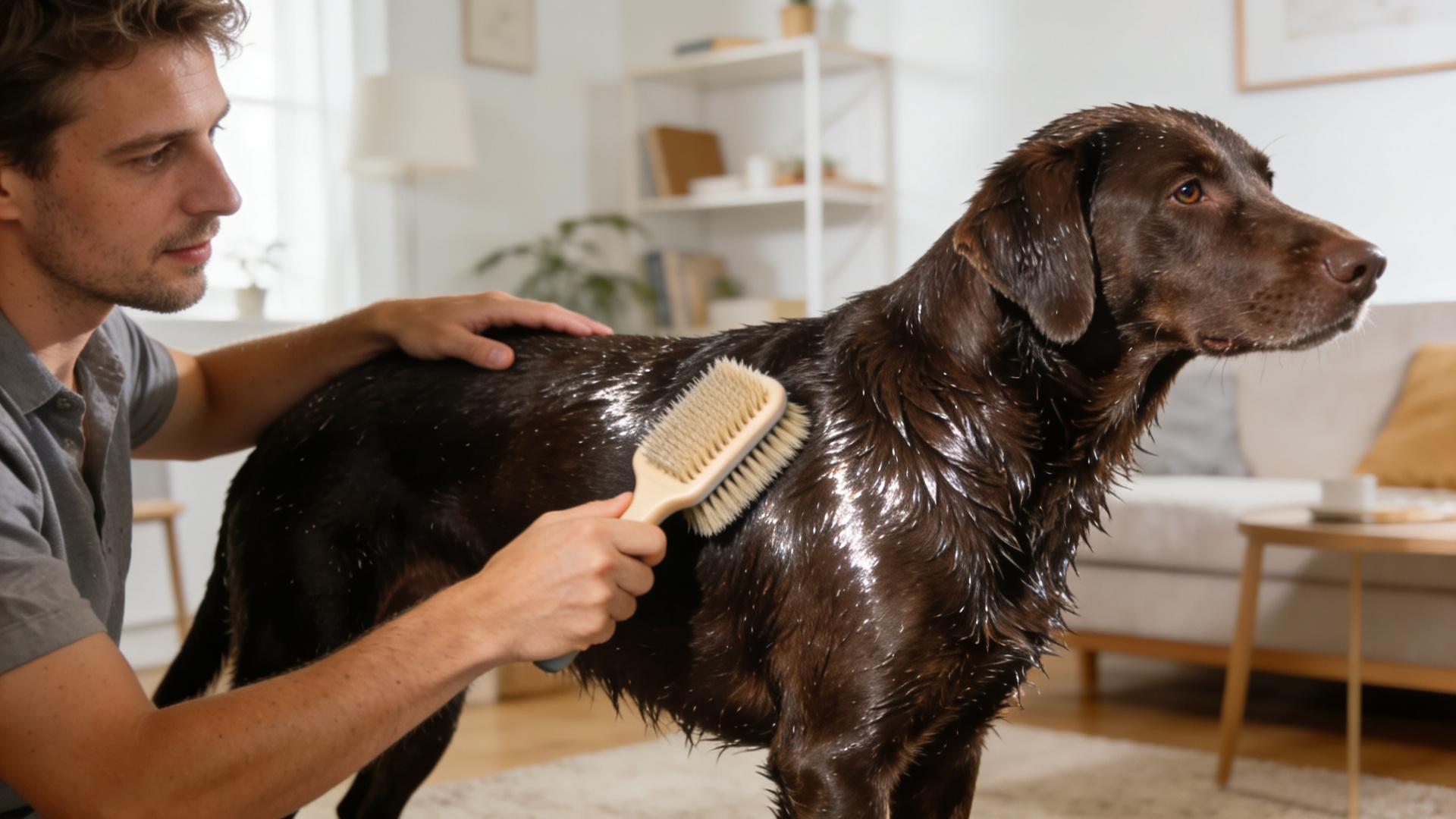 How to perform skin grooming on a short-haired dog: exfoliation and enhancing coat shine
