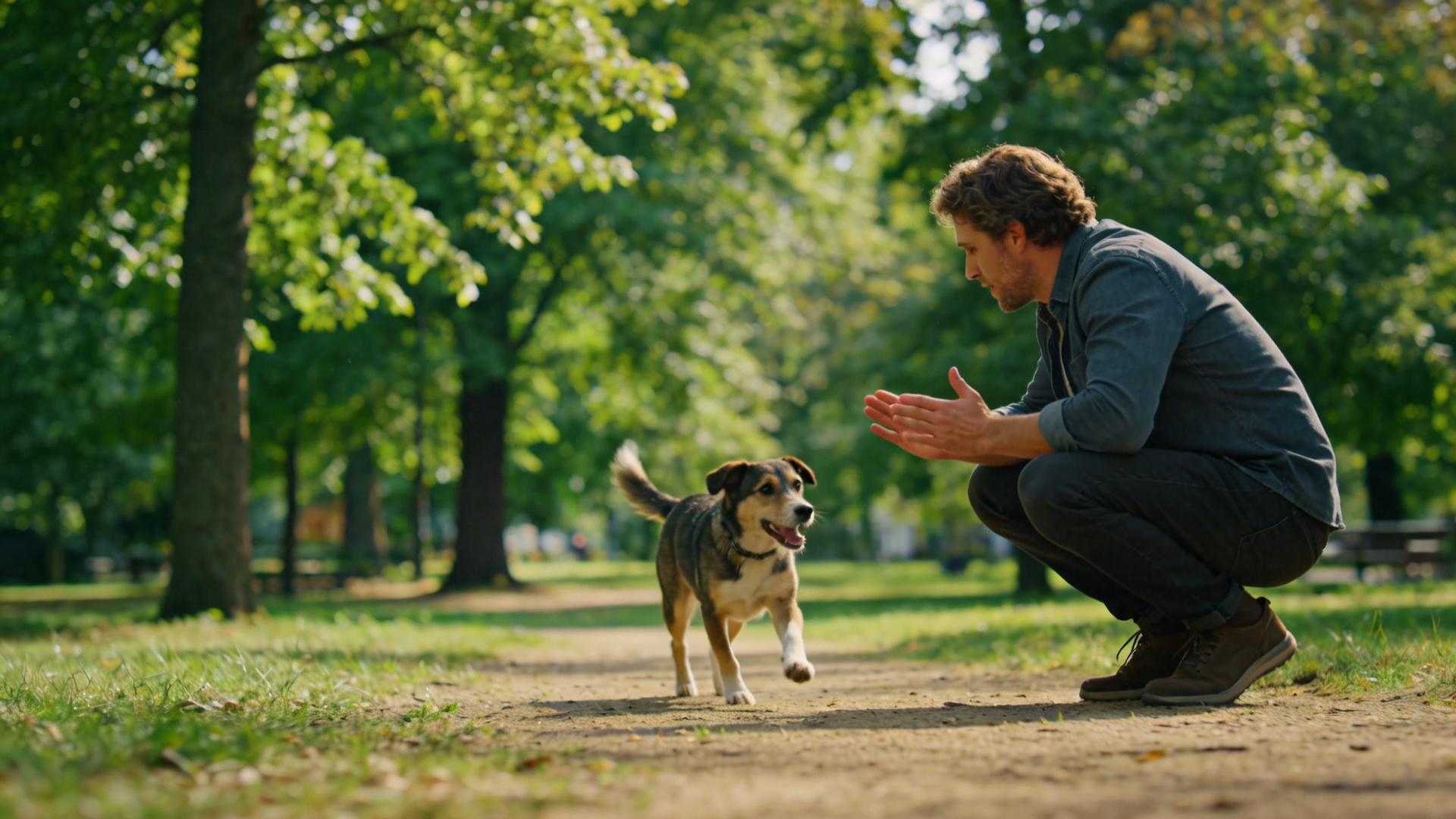 Long-distance recall: Accurately calling back a running dog in the center of the park.