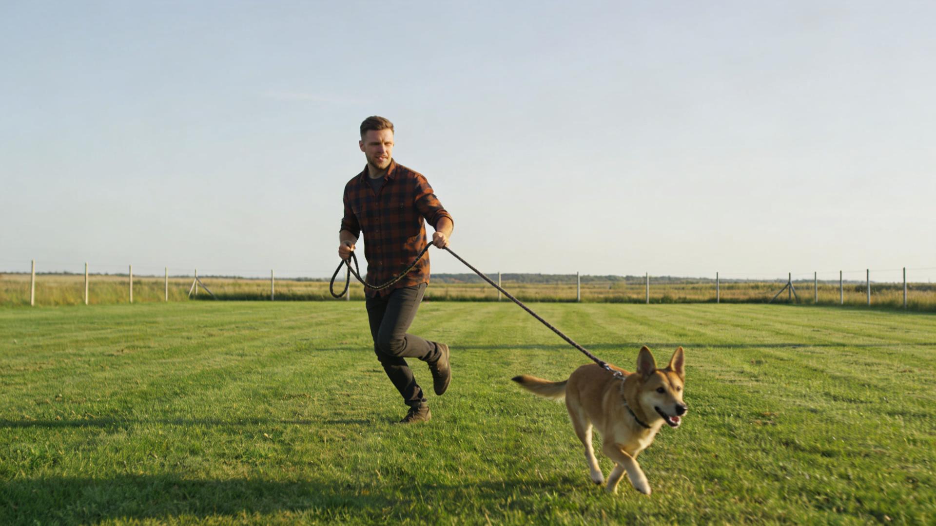 Long rope assistance: Training dogs in a semi-free state within a safe area.