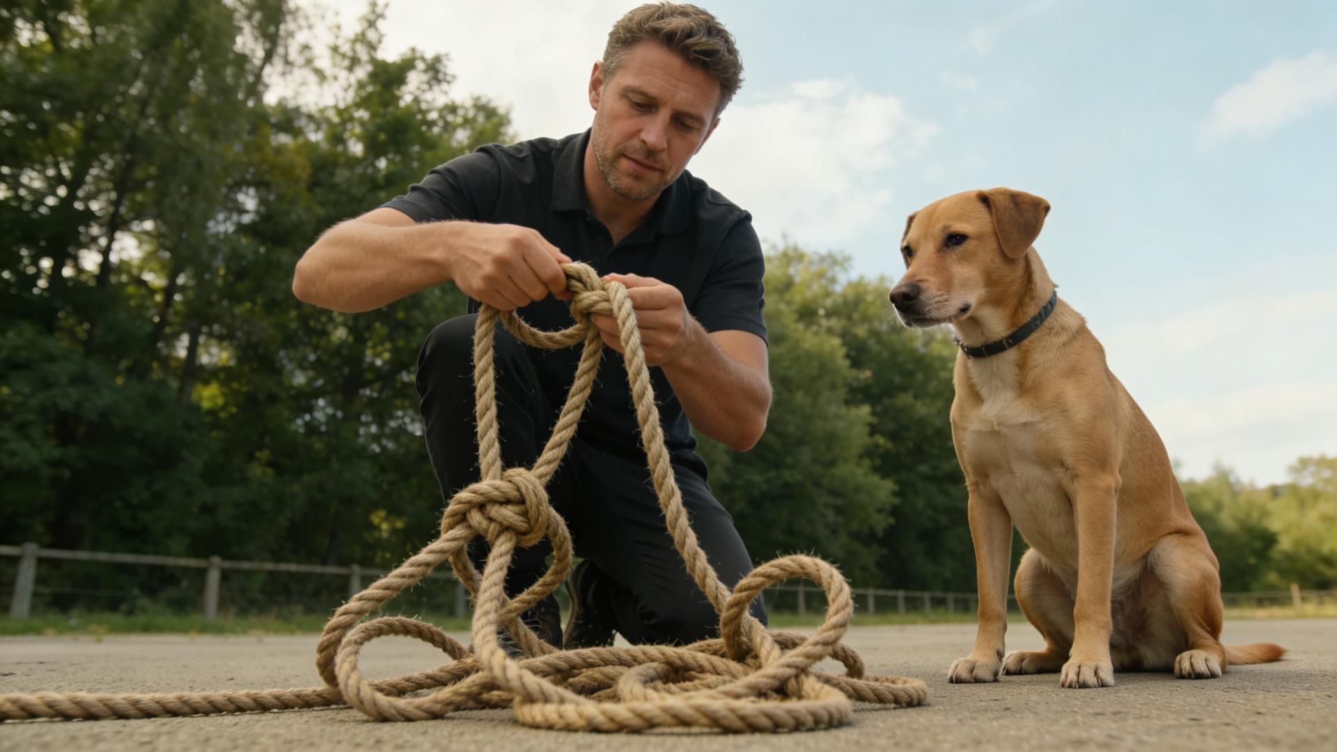 Long rope assistance: Training dogs in a semi-free state within a safe area.