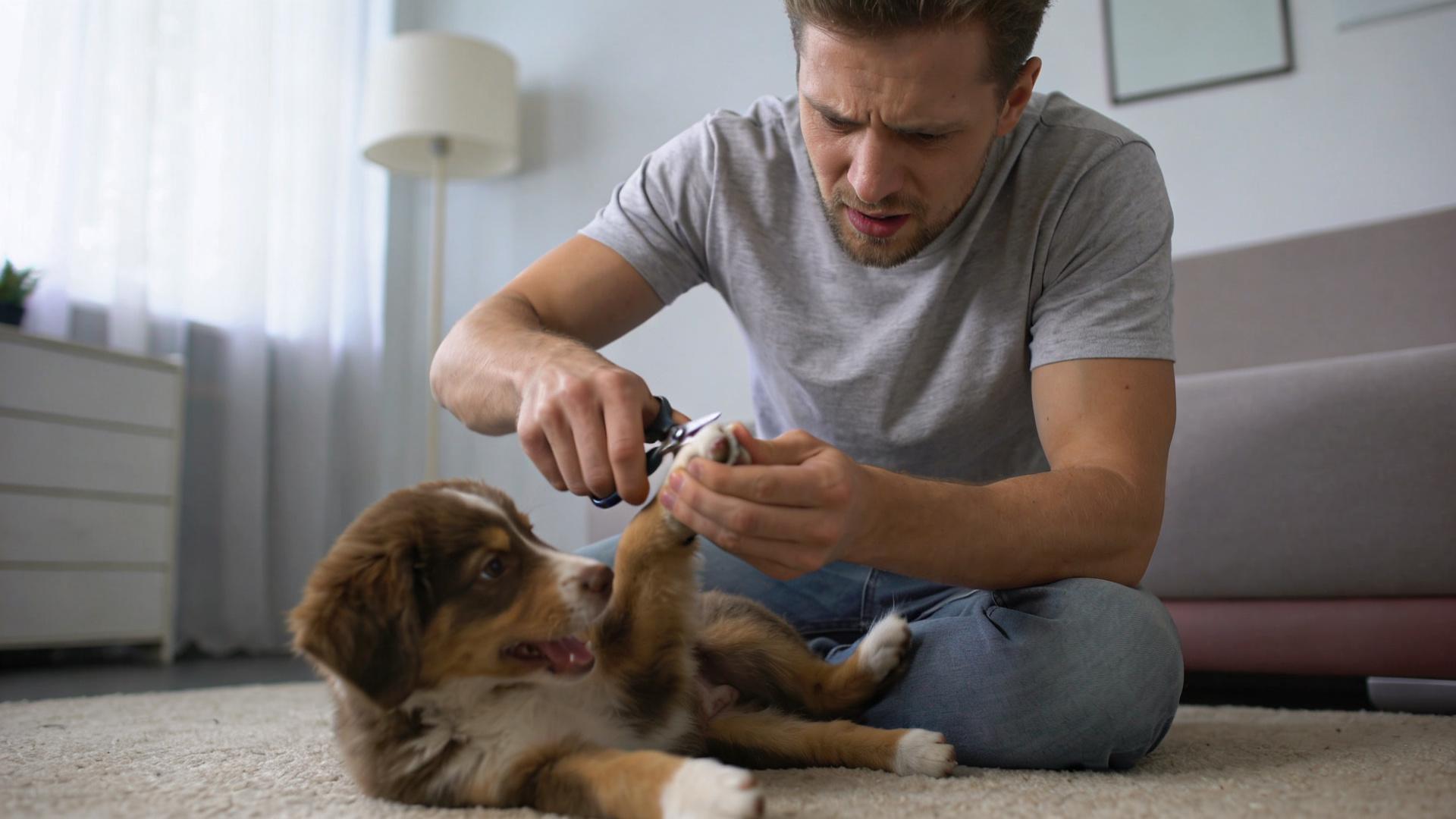 Medical desensitization training: Encourage puppies to cooperate with nail trimming and ear turning.