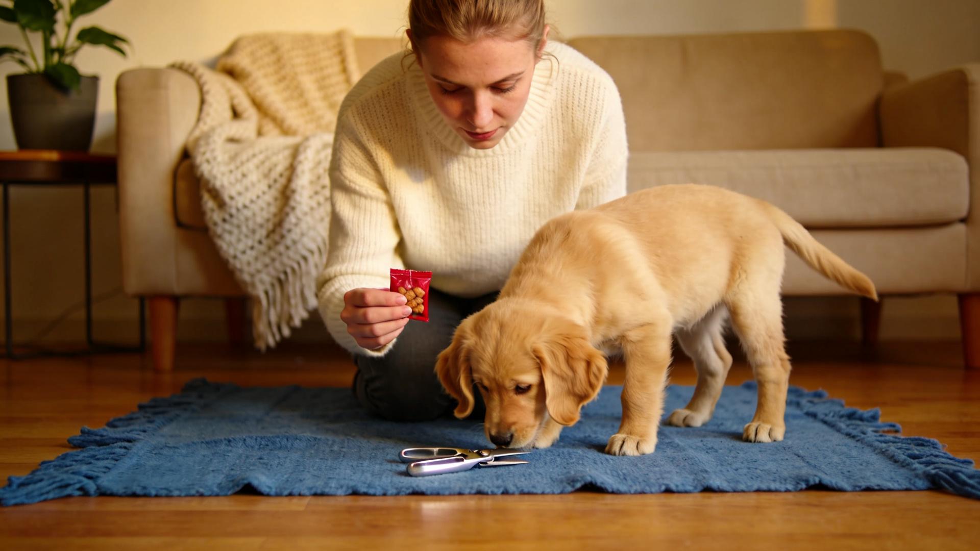 Medical desensitization training: Encourage puppies to cooperate with nail trimming and ear turning.