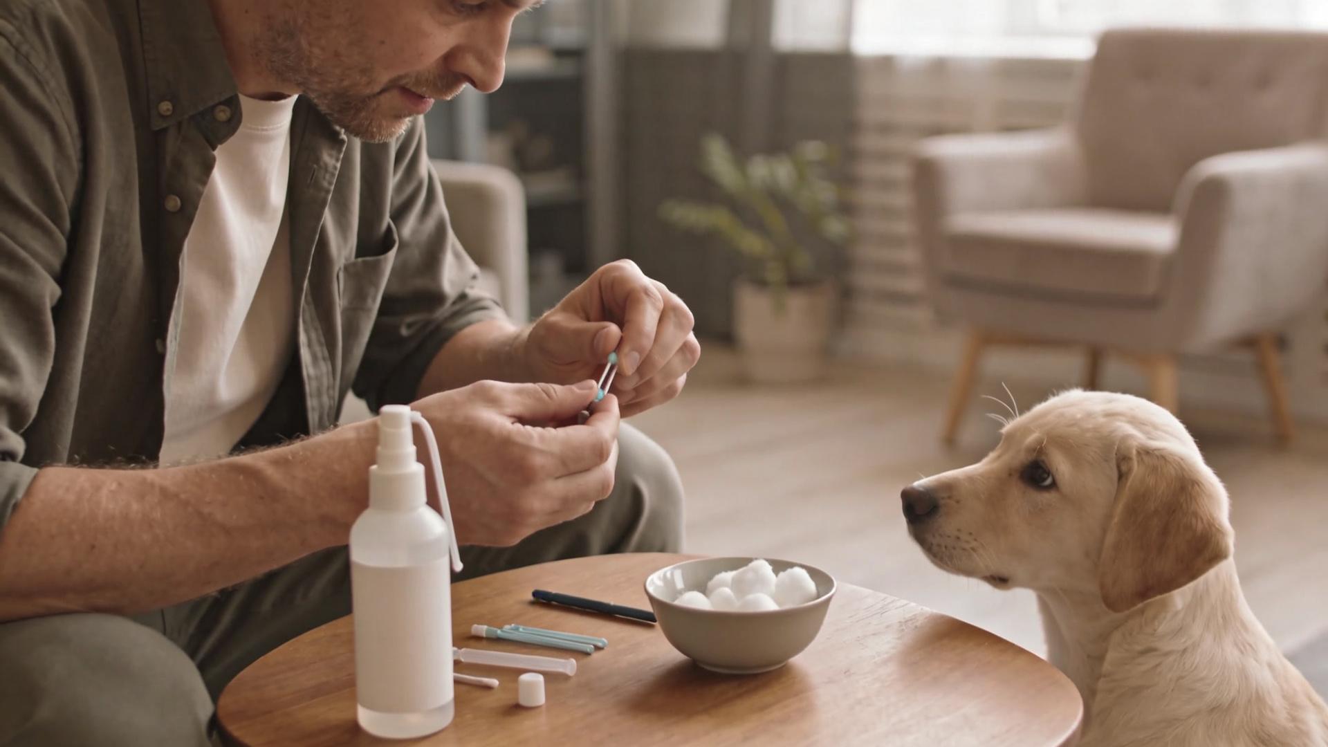 Medical desensitization training: Encourage puppies to cooperate with nail trimming and ear turning.