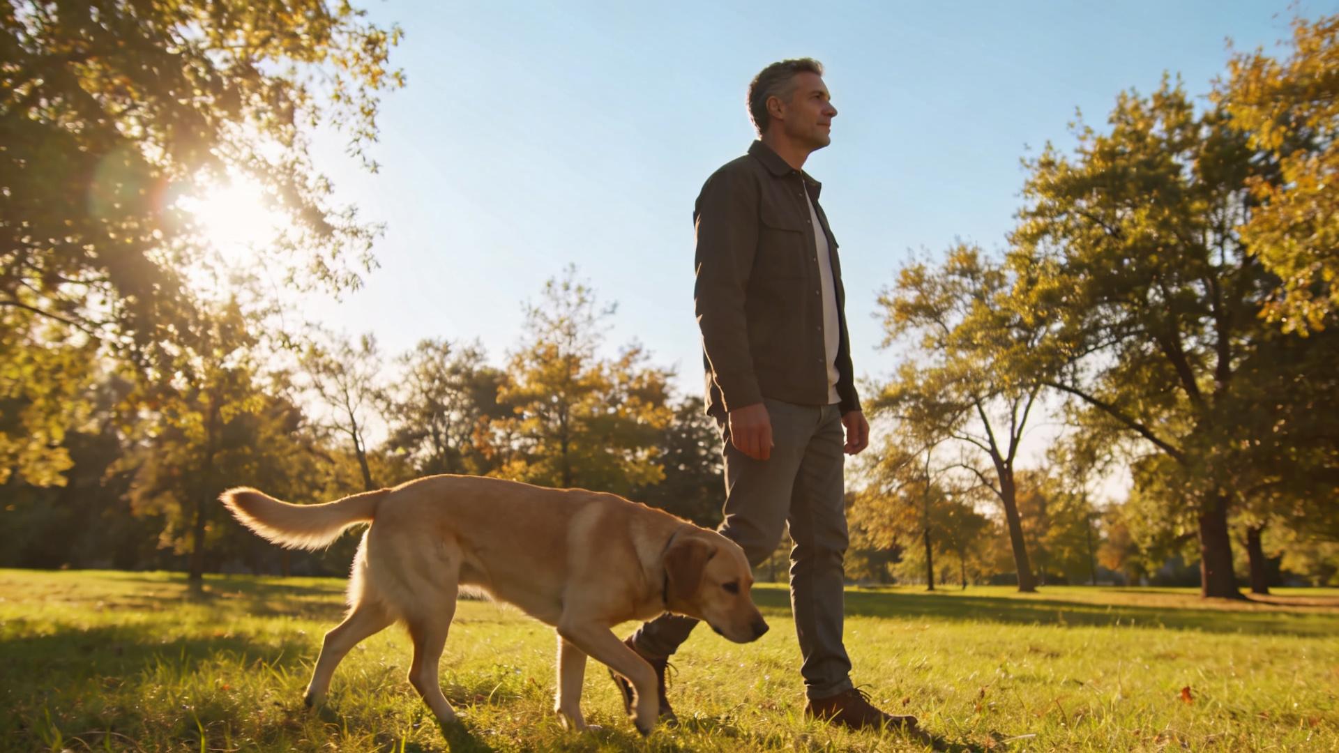 Perfect heel training: Keep your dog always on your left side.