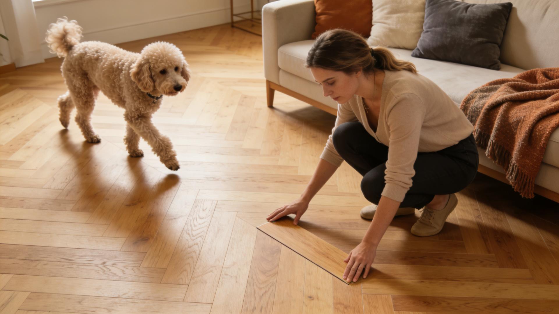 Pet-friendly flooring options: a balance of slip resistance, durability, and easy cleaning.