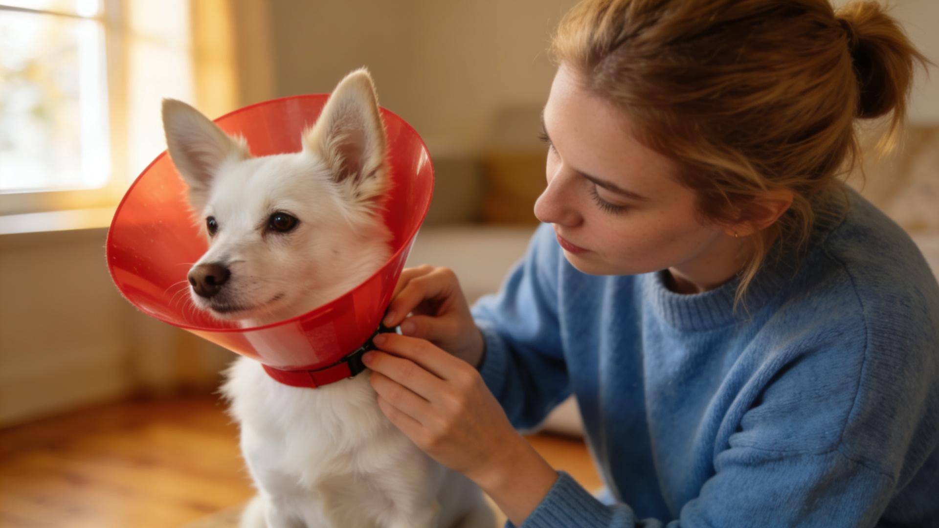 Post-sterilization wound care: Wearing and cleaning an Elizabethan collar (E-ring)