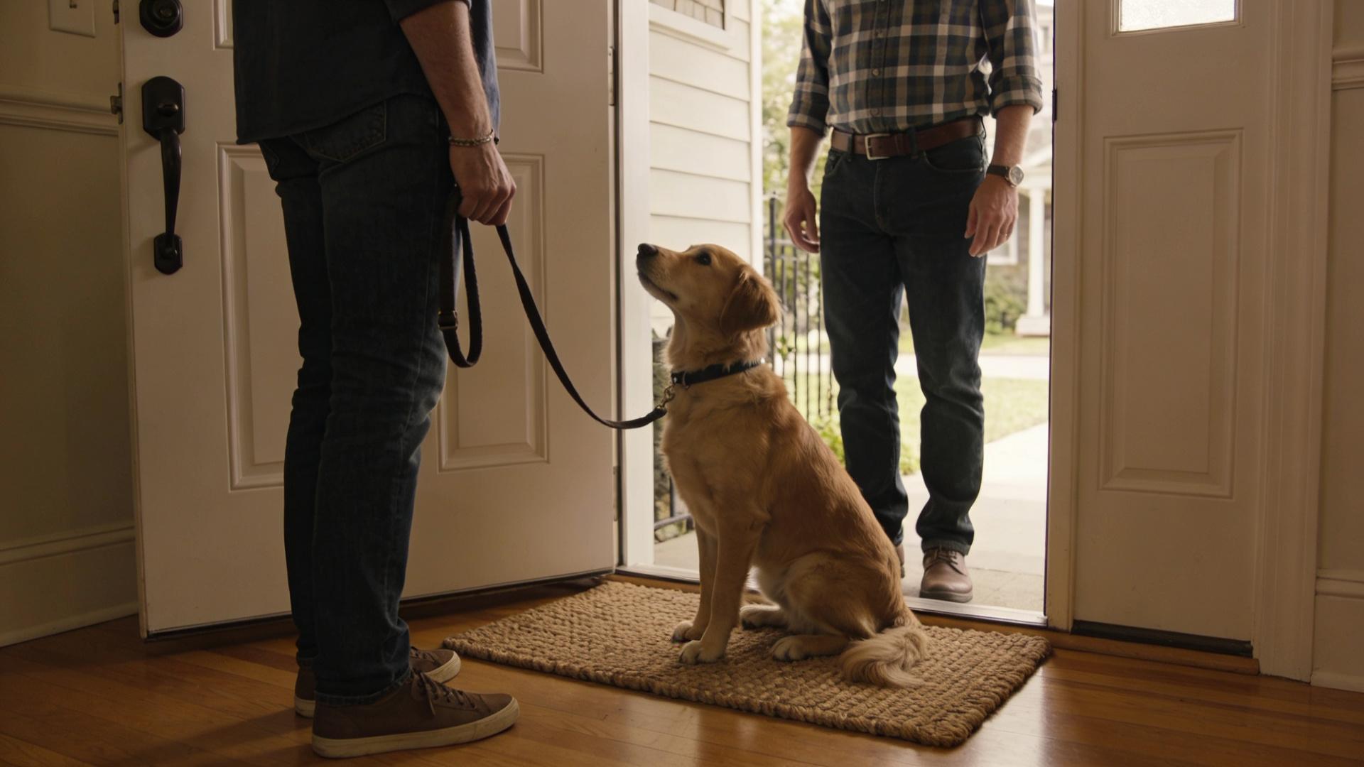 Refrain from jumping on people: Correcting a dog's social etiquette of jumping to greet people when excited.