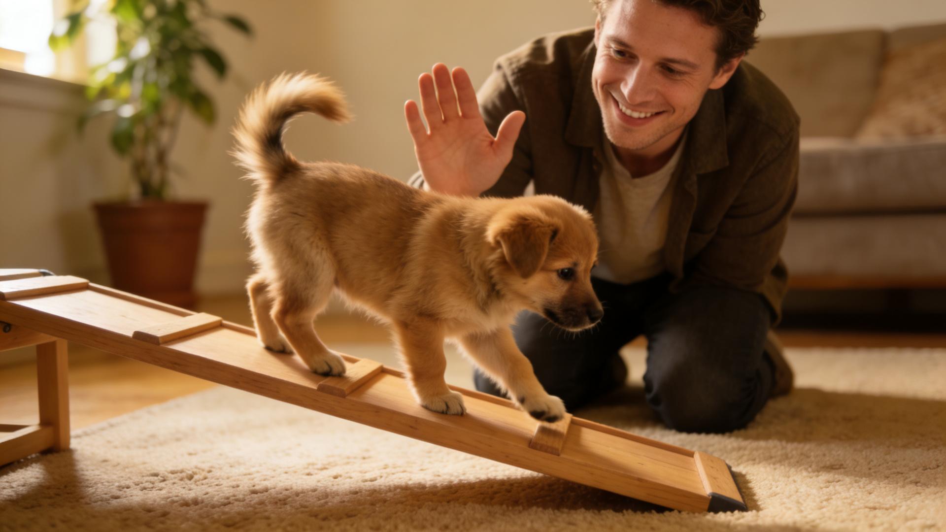 Step and ramp training: Develops puppies' limb coordination