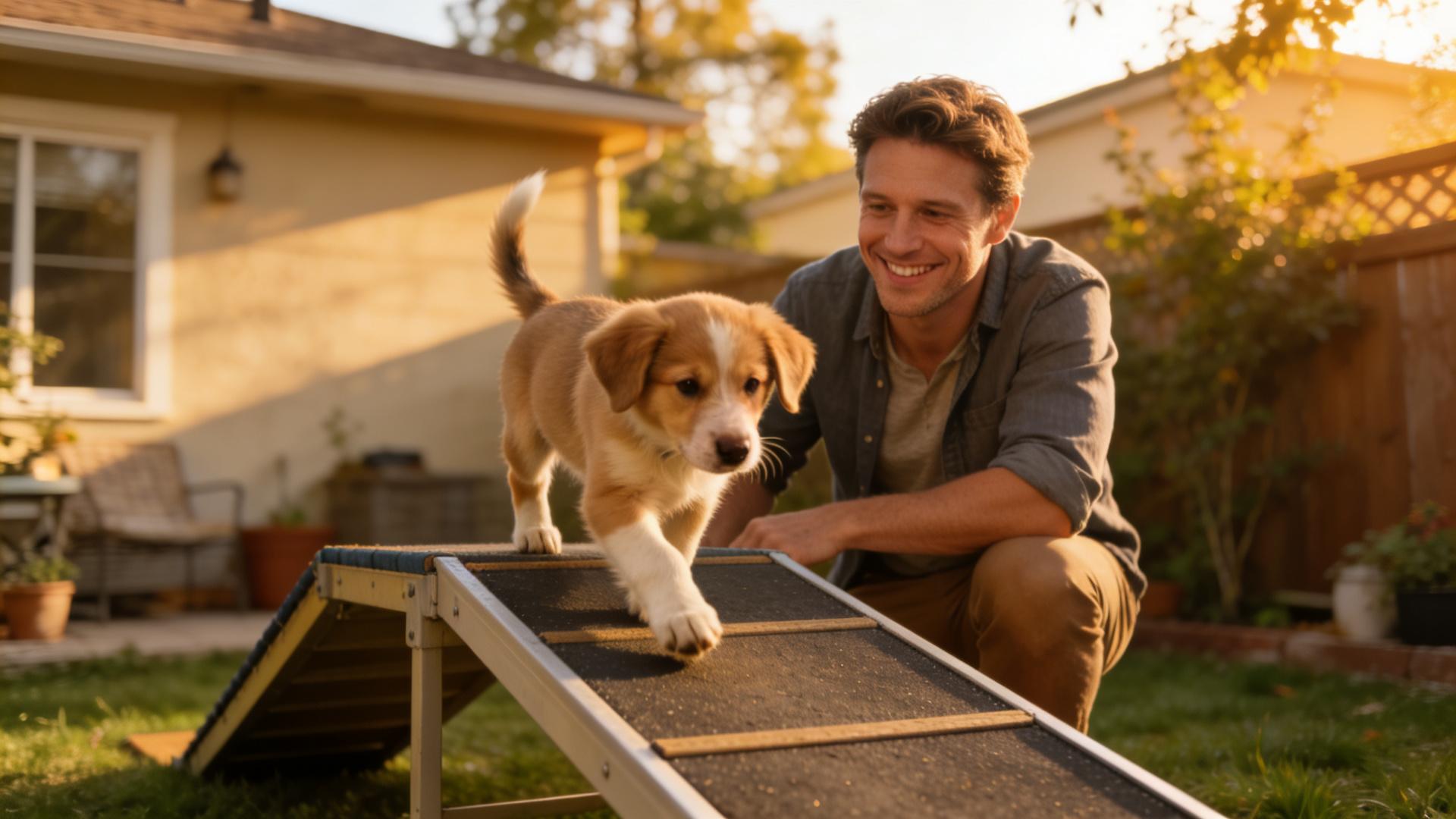 Step and ramp training: Develops puppies' limb coordination