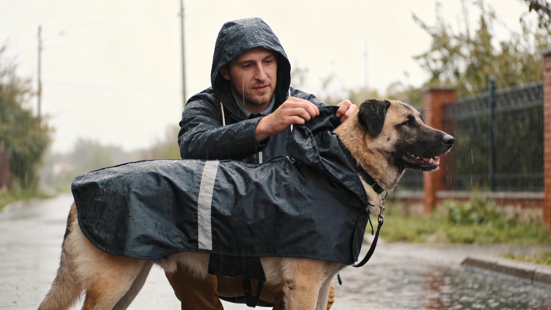 The importance of wearing a raincoat when walking your dog in the rain: Breathability is more important than waterproofness.