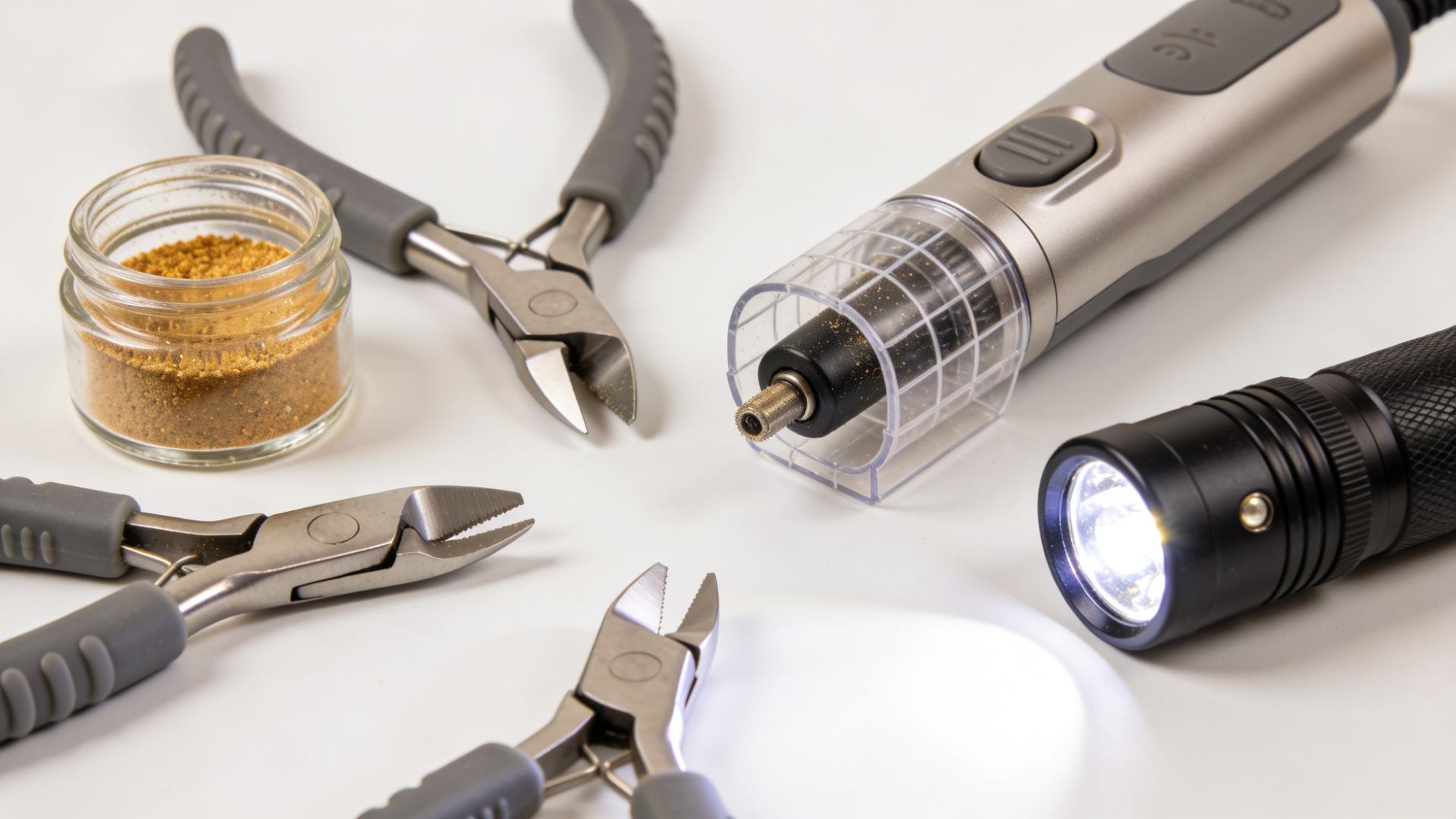 Tips for trimming excessively thickened nails in older dogs: Avoid compressing the nail bed.