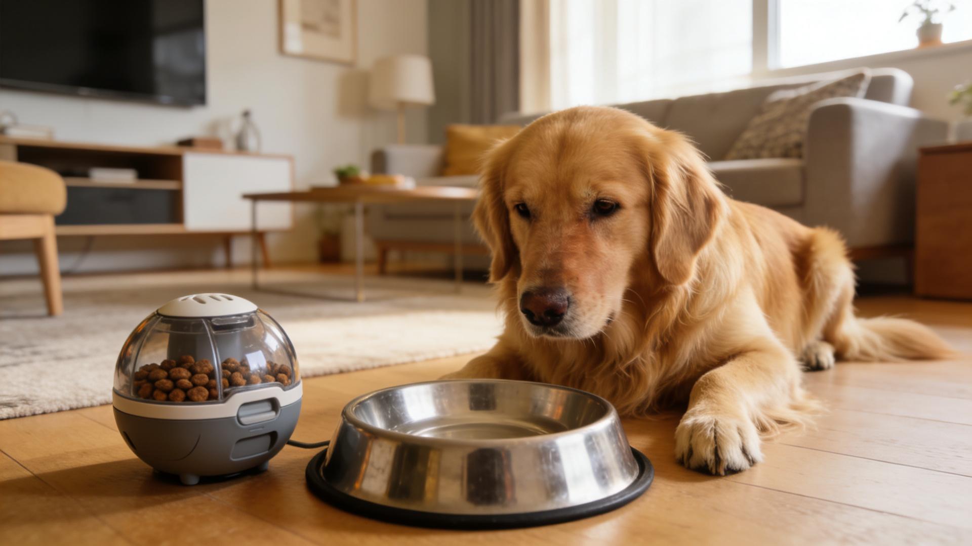 Tips for using a food-dispensing ball: prolong your dog's eating time and exercise their brain.