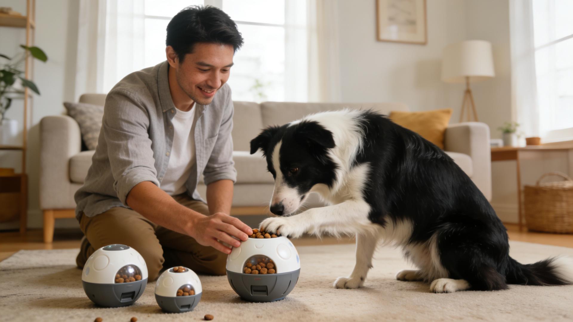 Tips for using a food-dispensing ball: prolong your dog's eating time and exercise their brain.