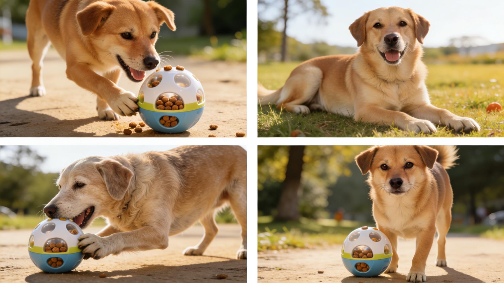 Tips for using a food-dispensing ball: prolong your dog's eating time and exercise their brain.