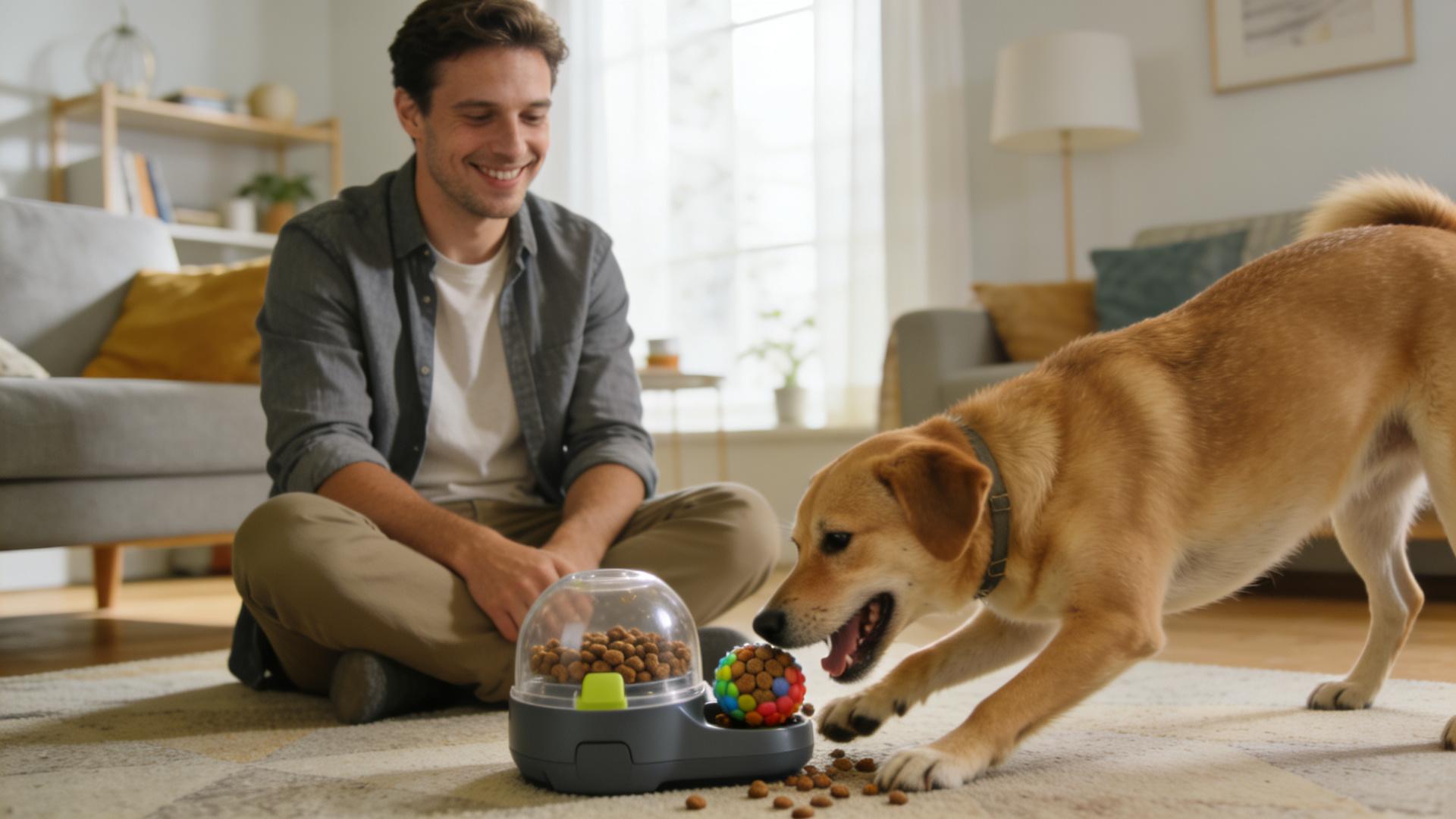 Tips for using a food-dispensing ball: prolong your dog's eating time and exercise their brain.
